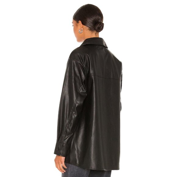 Steve Madden Faux Good Measure Shacket in Black XSmall Womens Vegan Shirt - Picture 2 of 15